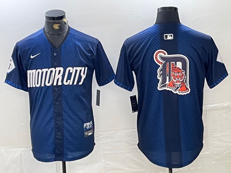 Men Detroit Tigers Blank Blue City Edition Nike 2024 MLB Jersey style 5